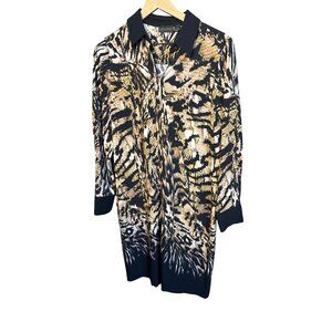 Carlisle Collection Womens Animal Print Long Sleeve Shirt Dress Size 8